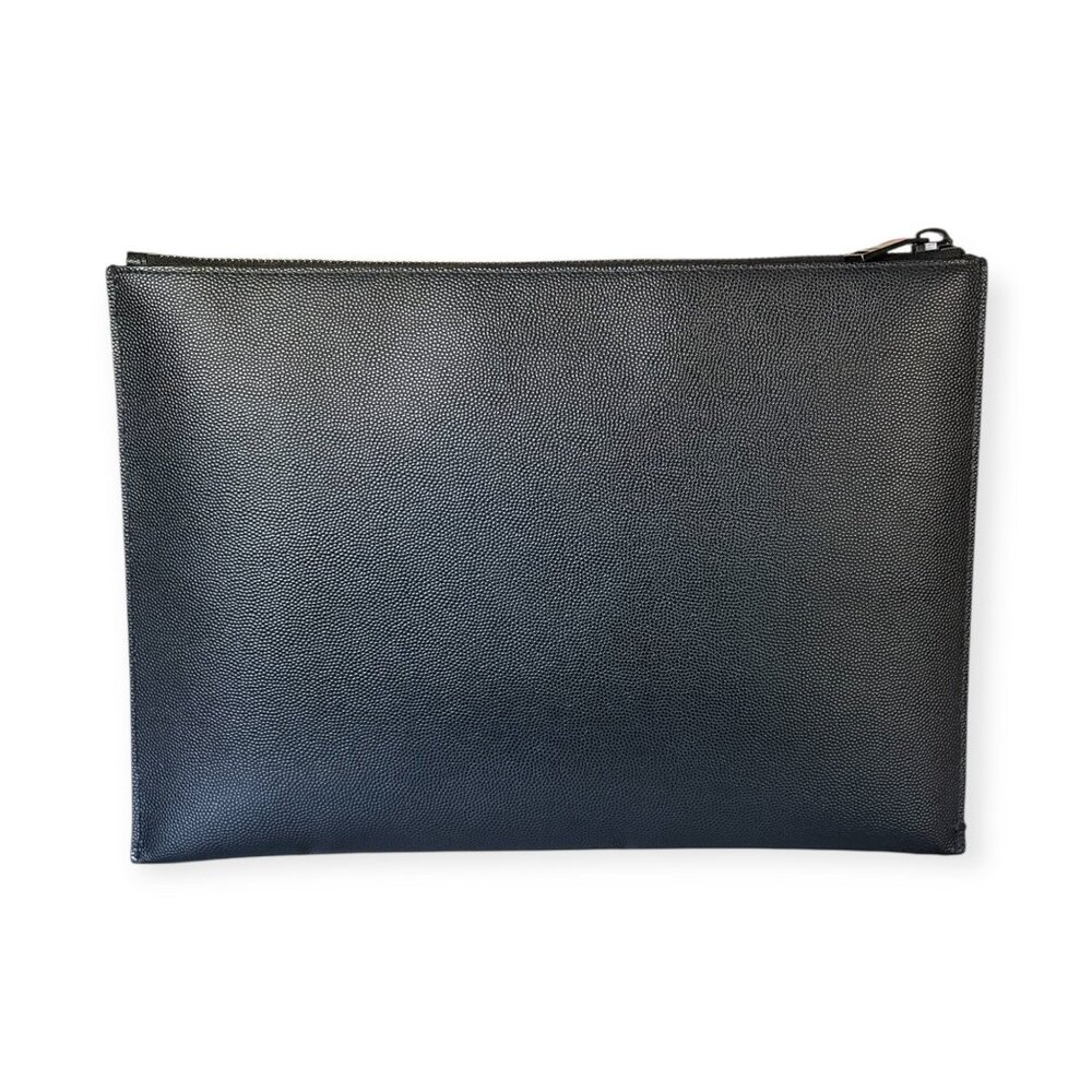 Saint Laurent YSL Monochrome Grain de Poudre Leather Zip Pouch | Black - Picture 4 of 8